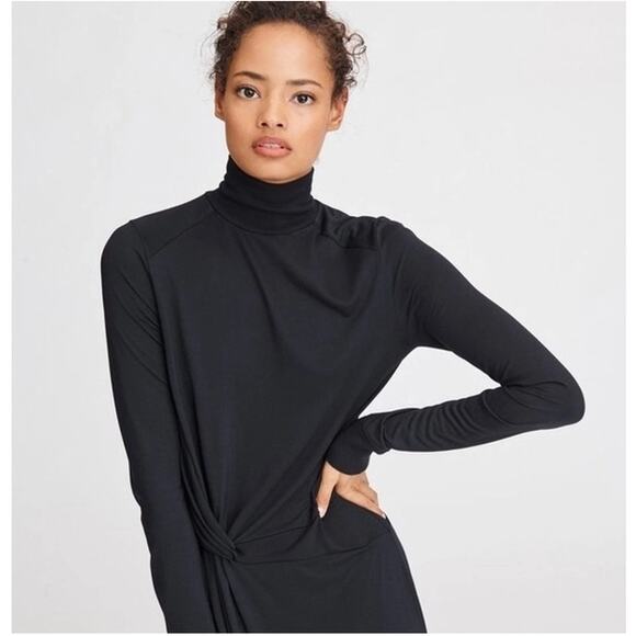 Rag and Bone Shaw Draped Midi Dress Black Size XS - Picture 2 of 8